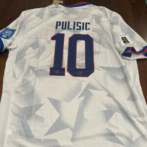 USA Home Soccer  Jersey Men's  White PULISIC #10 Fits 2XL ~~3XL Slim Fit